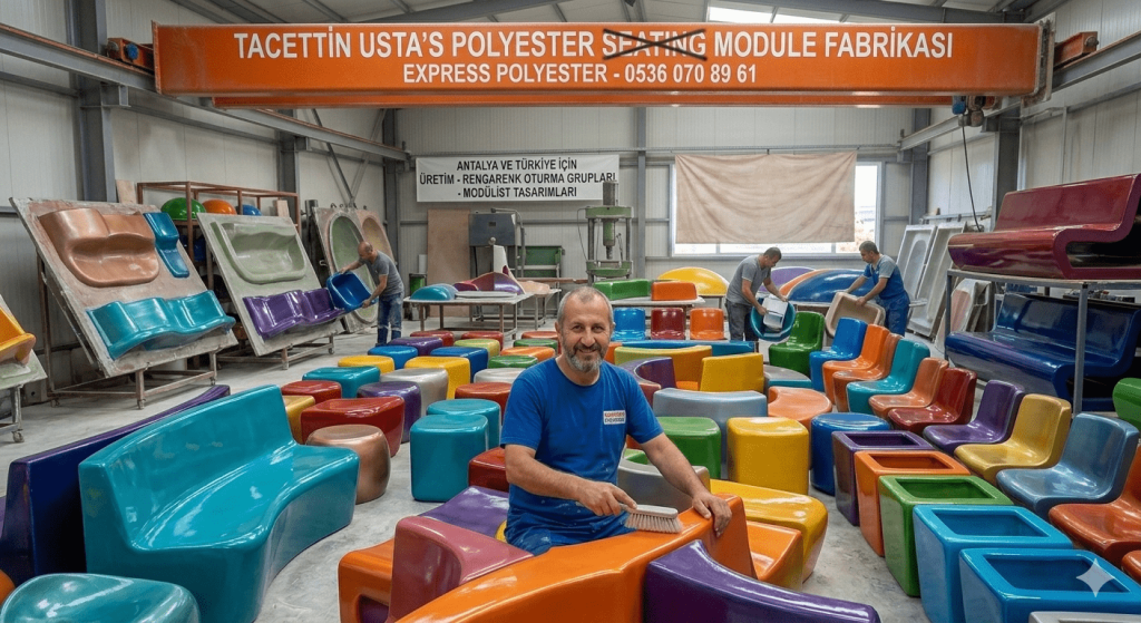 Antalya fabrikamızda polyester oturma grubu üretim aşaması ve fiberglass kalıplama süreci - Express Fiberglass