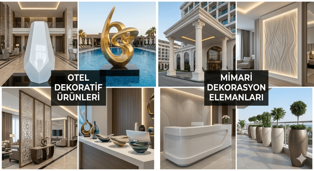 Lüks otel lobileri ve dış mekanları için özel tasarım dekoratif fiberglass objeler ve mimari süslemeler - Express Fiberglass