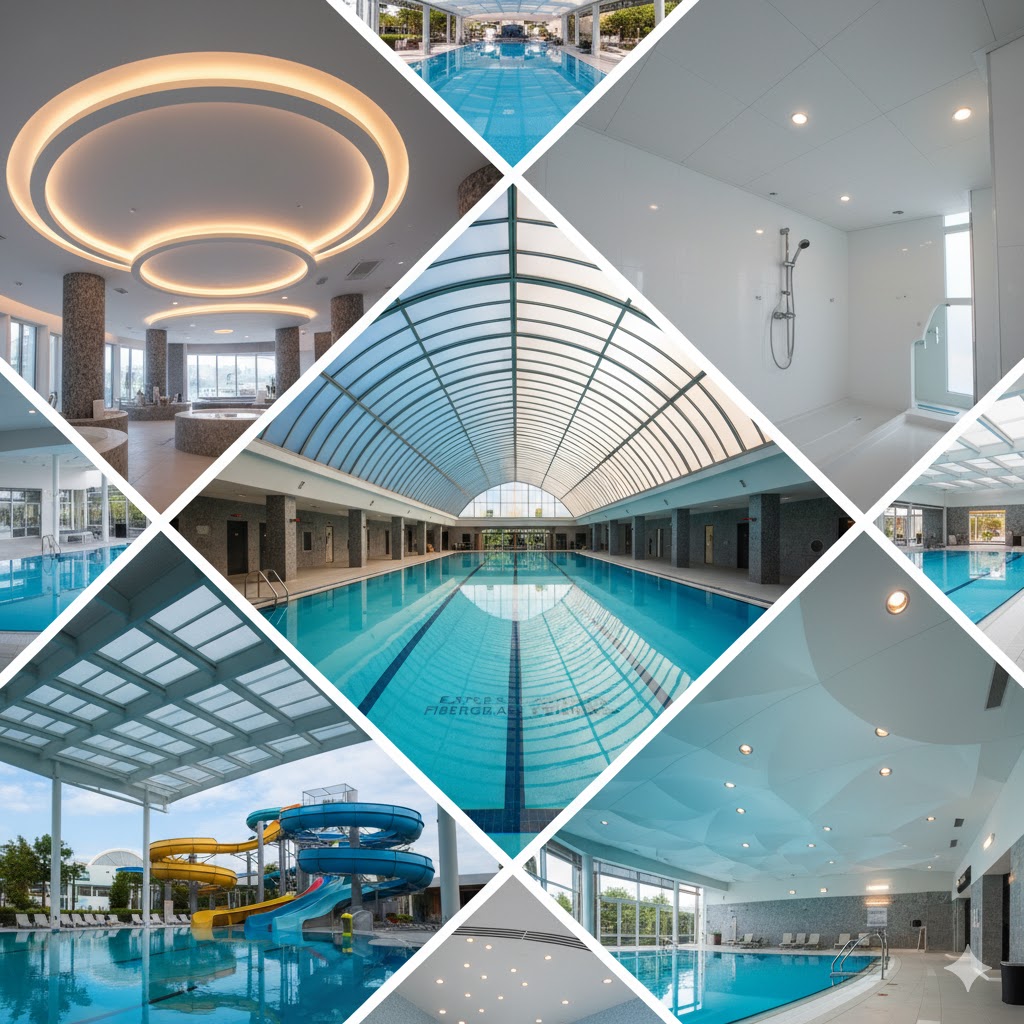 Modern mimari projeler için hafif ve dekoratif fiberglass tavan sistemleri tasarımı.