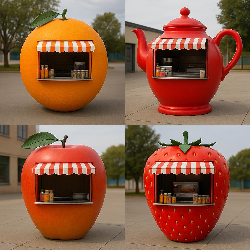 Antpol Express özel tasarım demlik büfe, çaydanlık ve bardak şeklinde kiosk modelleri